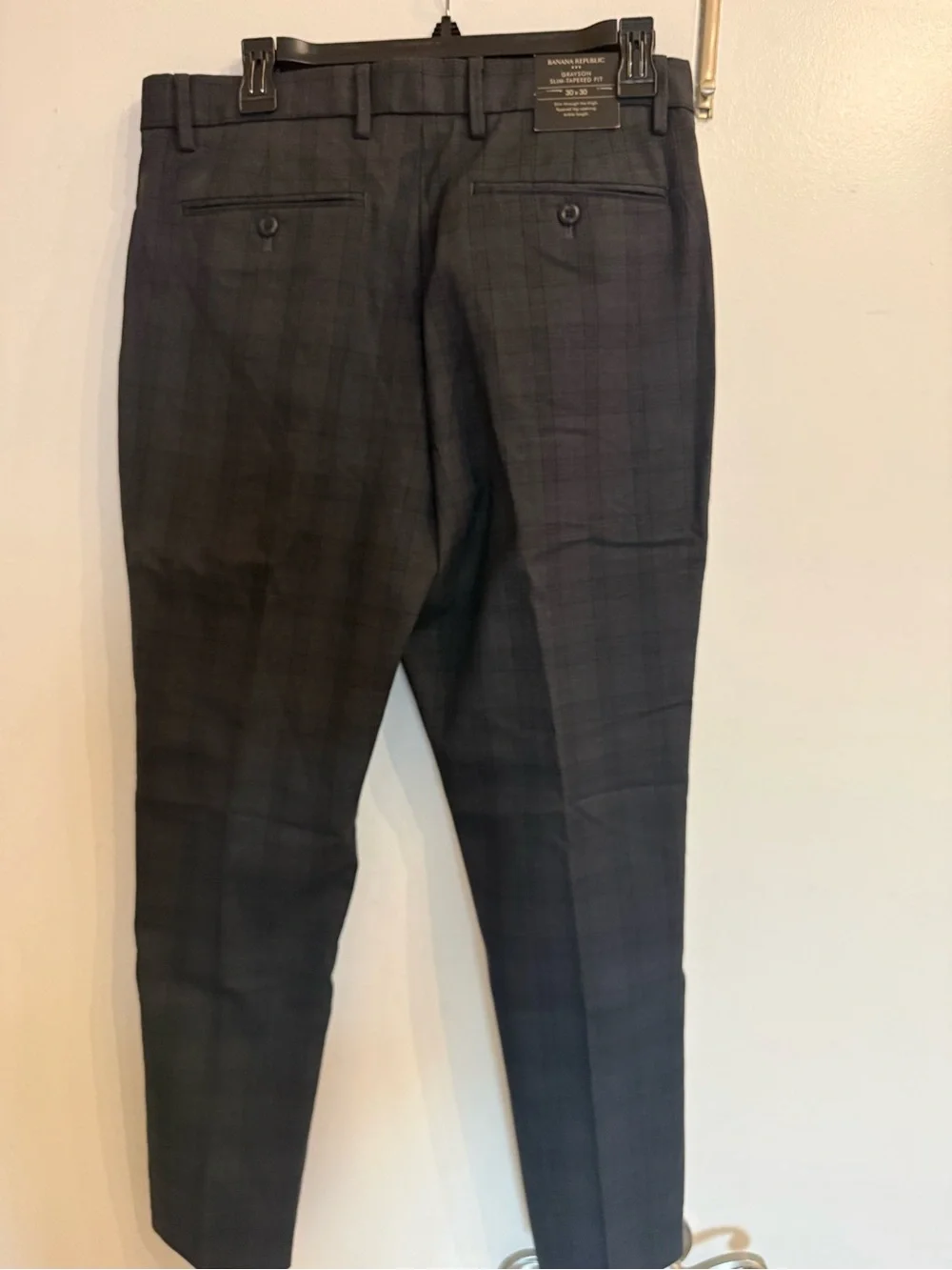 Banana Republic Charcoal Plaid Men's Dress Pants